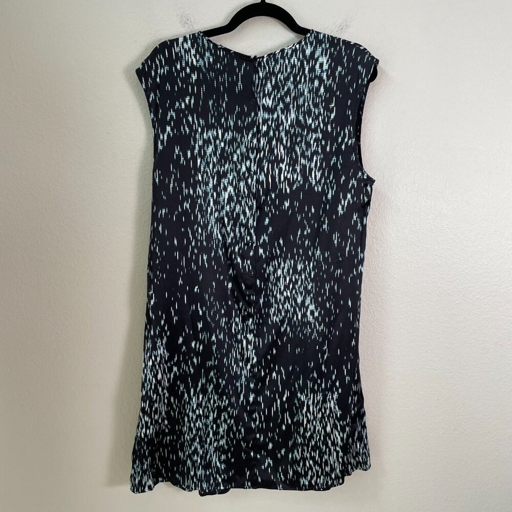 Theory Womens 12 Shadrin Black Print Stretch Silk Dress Sleeveless - Picture 7 of 10